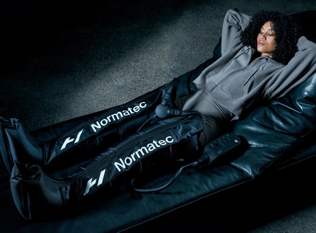 Guest relaxing in compression boots